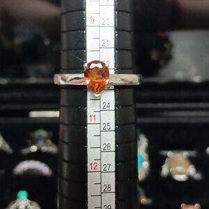 D'Joy Ceylon Hessonite Garnet 1.15 ctw Solitaire Ring in Rhodium Over Sterling